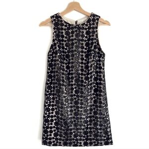 Alice + Olivia Clyde Sleeveless Sequin Dot Overlay Mini Shift Dress Black Size 0